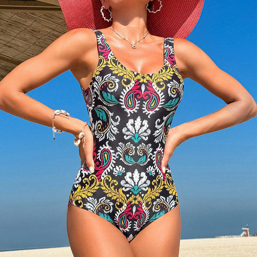 Damen Einteiler Badeanzug mit buntem Paisleydesign Echo Archiv