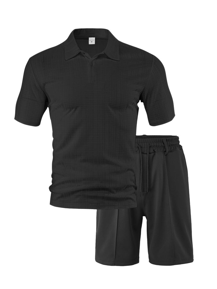 Herren sportliches Polo- und Shorts-Set mit atmungsaktivem Material Echoarchiv