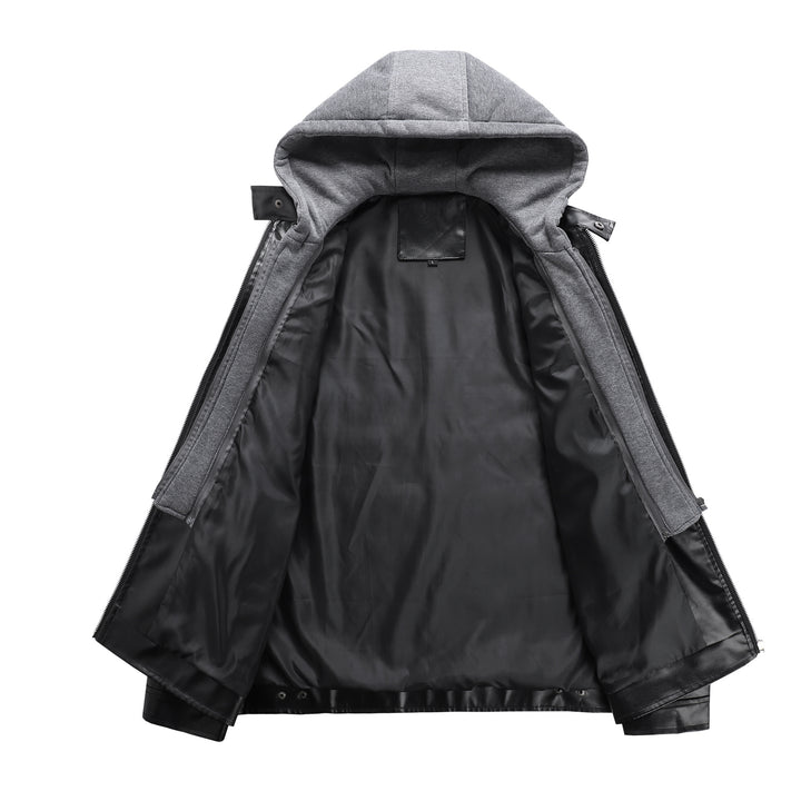 Herren modische Kunstlederjacke mit abnehmbarer Kapuze Echo Archiv