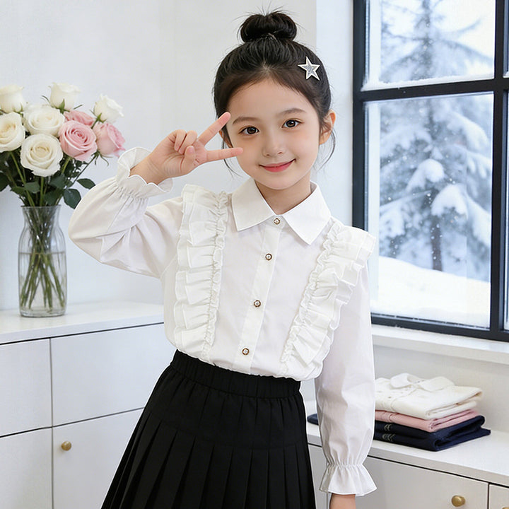 Mädchen Bluse mit Rüschendetails und Knopfverschluss Echo Archiv