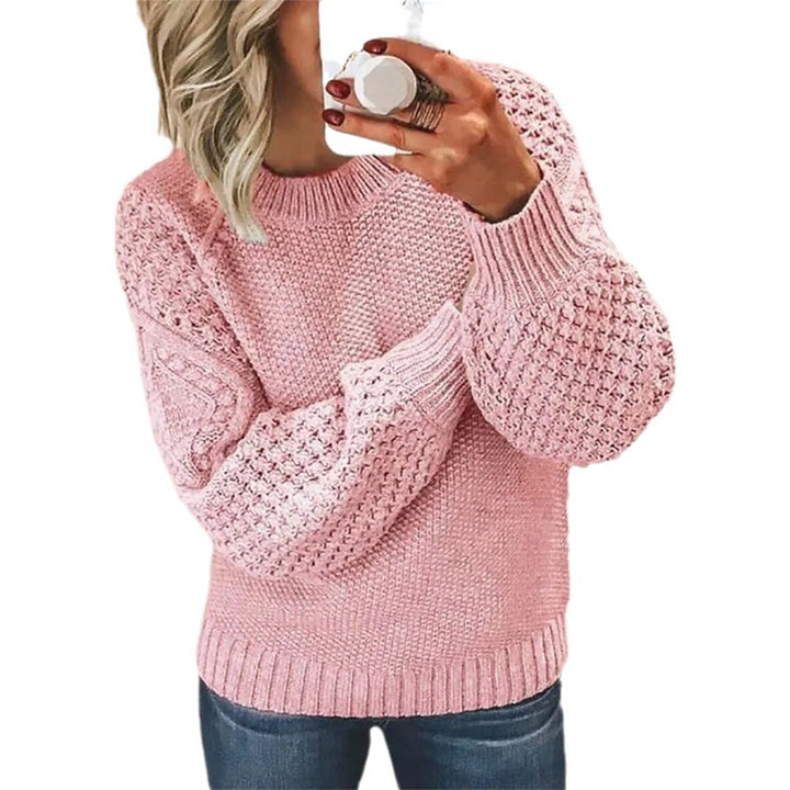 Damen Grobgestrickter Pullover mit Zopfmuster und Ballonärmeln Echo Archiv