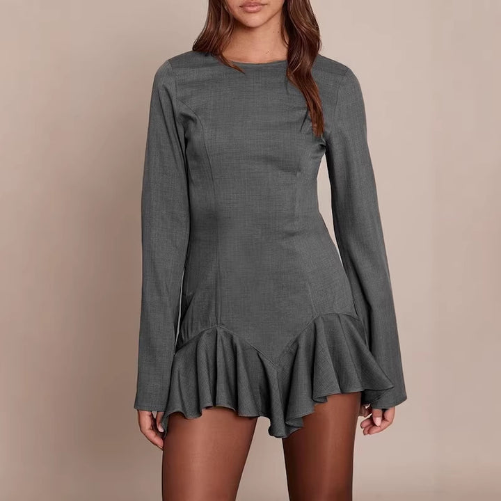 Damen Elegantes Wickelkleid mit Rüschensaum Echo Archiv
