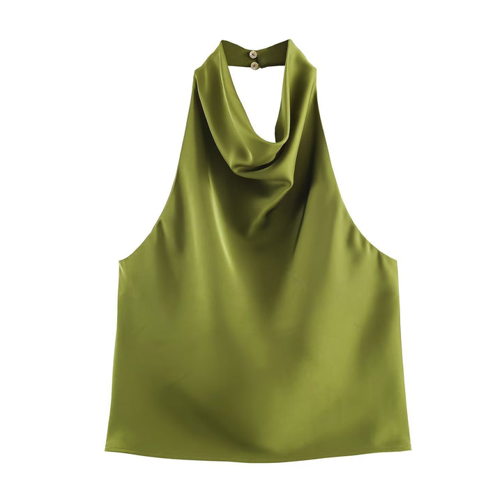 Damen elegantes Haltertop mit fließendem Schnitt und dekorativen Details Echo Archiv