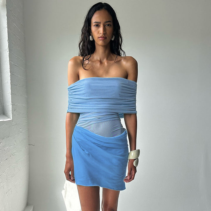 Damen Offshoulder Minikleid mit innovativem Drapierungsdesign Echo Archiv