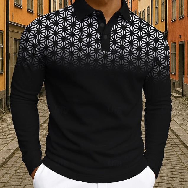 Herren Poloshirt mit trendigem, graphischen Mustermix Echoarchiv