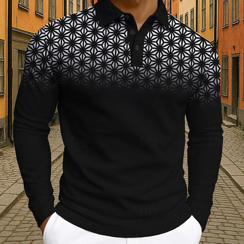 Herren Poloshirt mit trendigem, graphischen Mustermix Echoarchiv