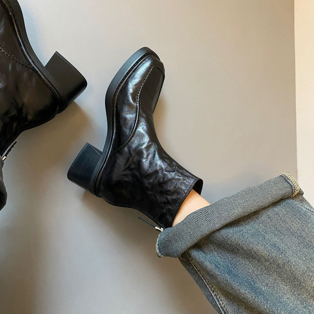 Damen Ankle-Boots im Mokassin‑Moccasin‑Look mit mittlerem Blockabsatz und Rückreißverschluss Echo Archiv