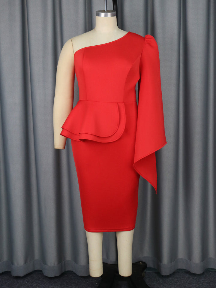 Damen Elegantes Abendkleid mit asymmetrischem Design und Volant Echo Archiv
