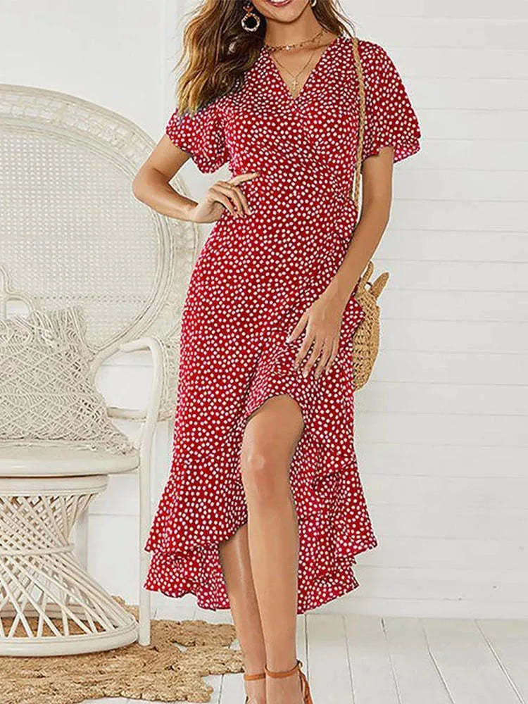 Damen Maxikleid mit floralem Design und schwingendem Saum Echo Archiv