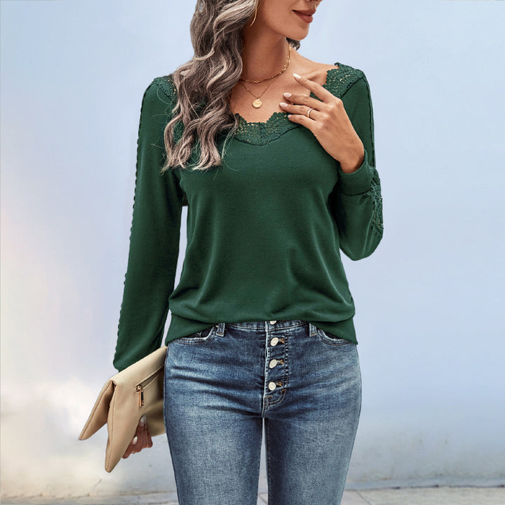 Damen Elegantes Strickoberteil mit Spitzenakzenten Echo Archiv