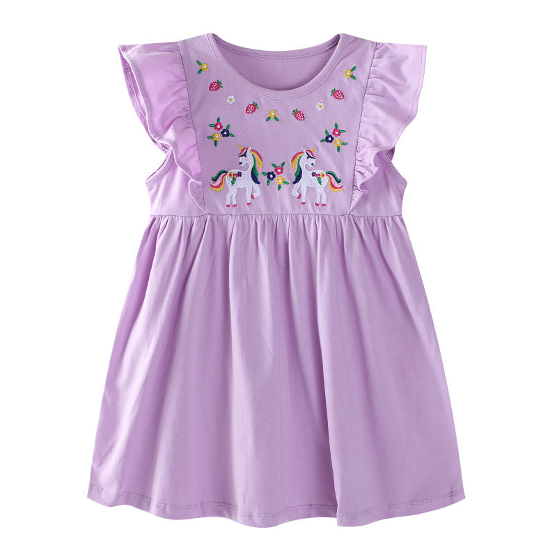 Mädchen Kleid mit zauberhaften Einhorn-Stickereien Echo Archiv