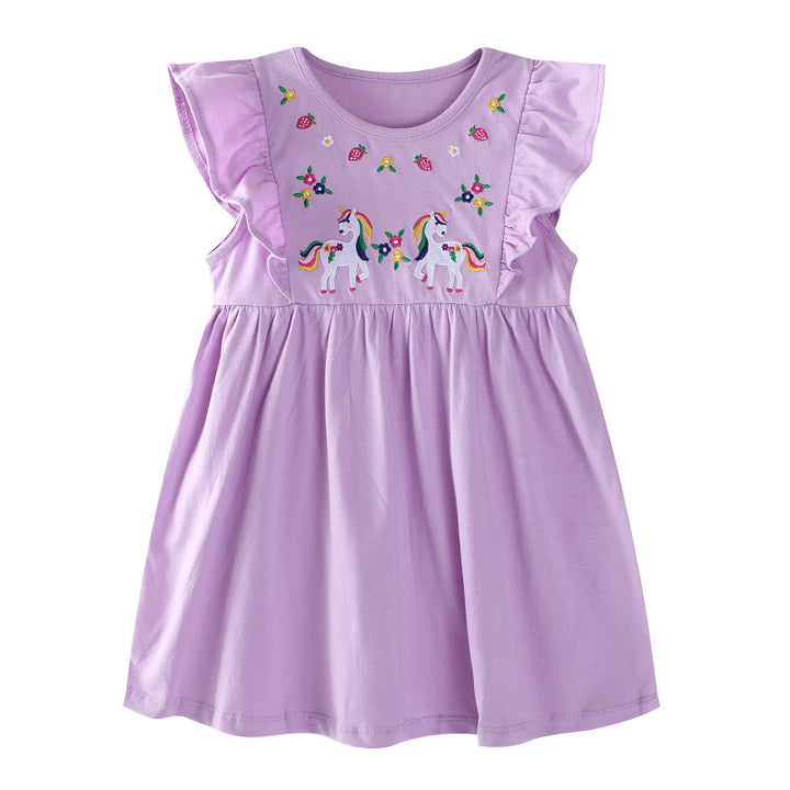Mädchen Kleid mit zauberhaften Einhorn-Stickereien Echo Archiv