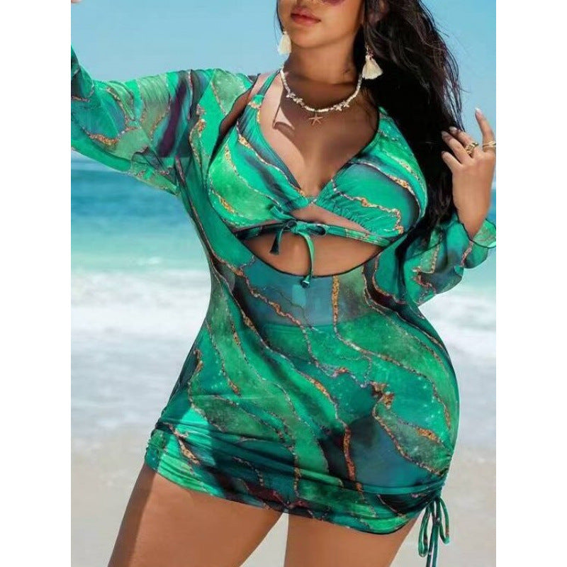 Damen Strandkleid mit transparenten Einsätzen und modischem Wickel-Design Echo Archiv