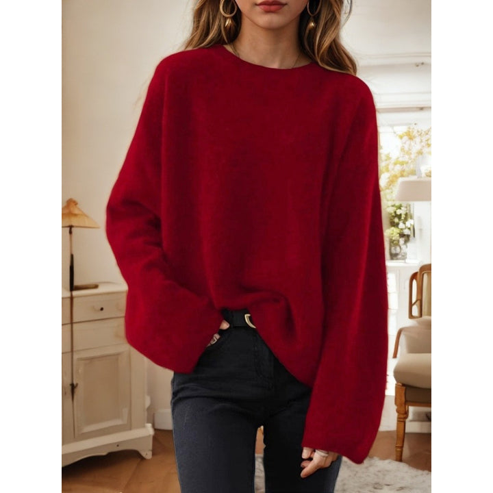 Damen nan lässiger Oversize-Strickpullover mit Rundhalsausschnitt und überschnittener Schulterpartie Echo Archiv