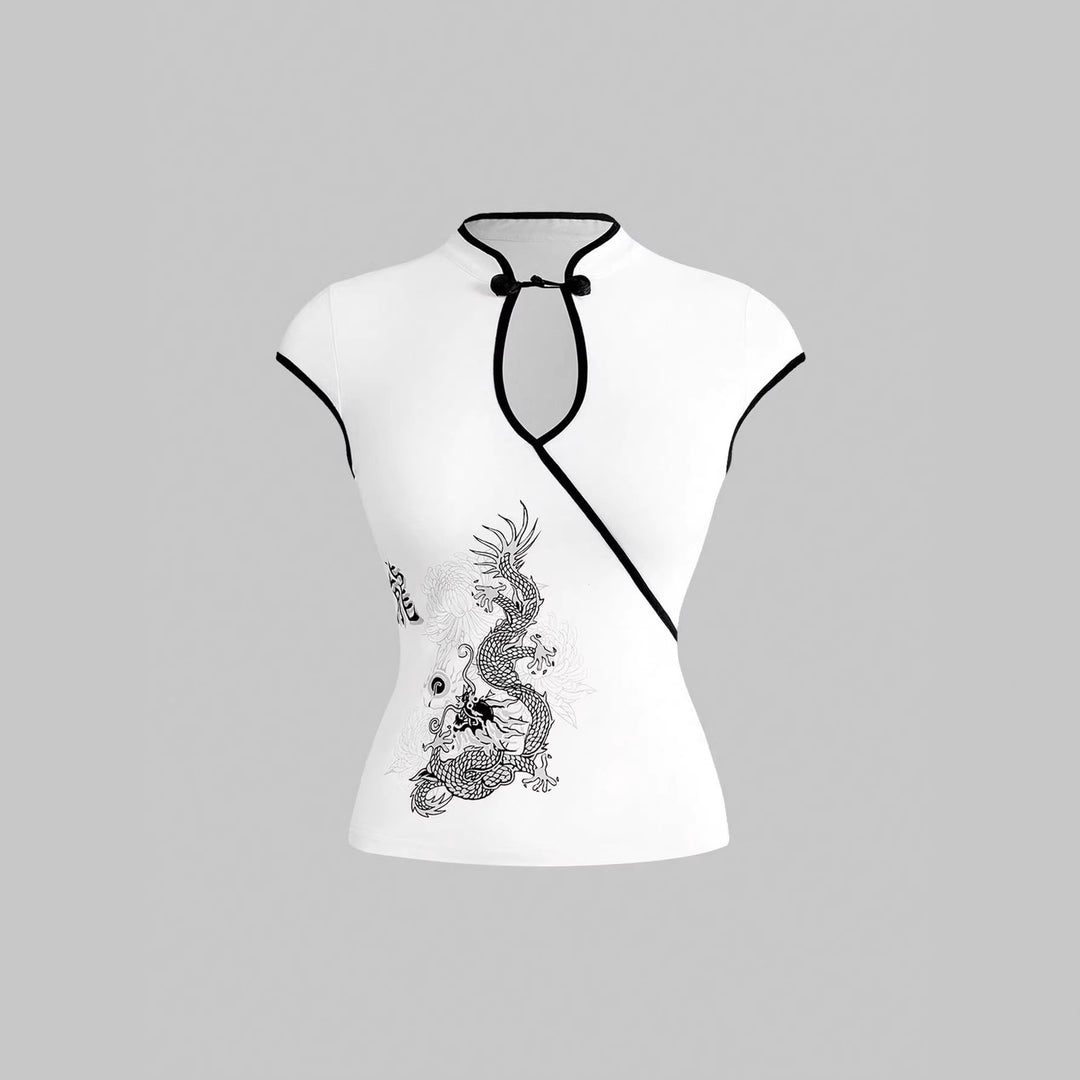 Damen Chinesische Seidenbluse mit kunstvollem Drachenmotiv Echo Archiv