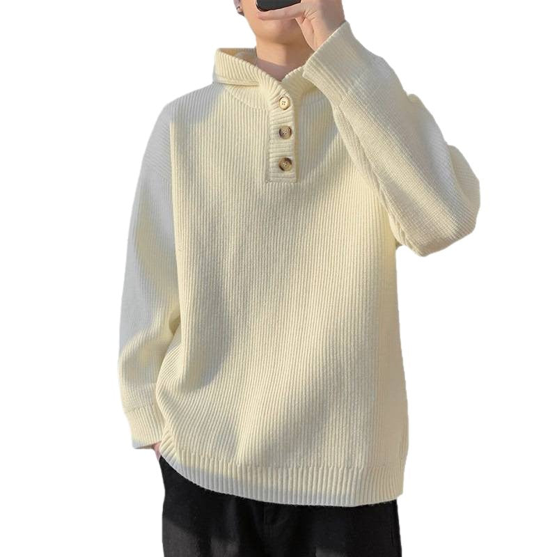 Herren Strickpullover mit Knopfleiste und Kapuze Echoarchiv
