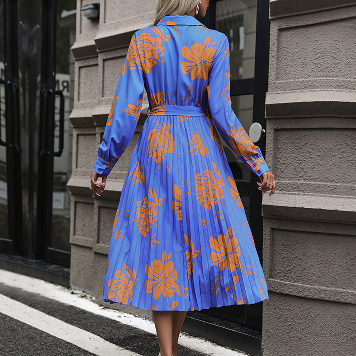 Damen Midikleid mit Plissée-Rock, Wickeloberteil und Taillengürtel Echoarchiv