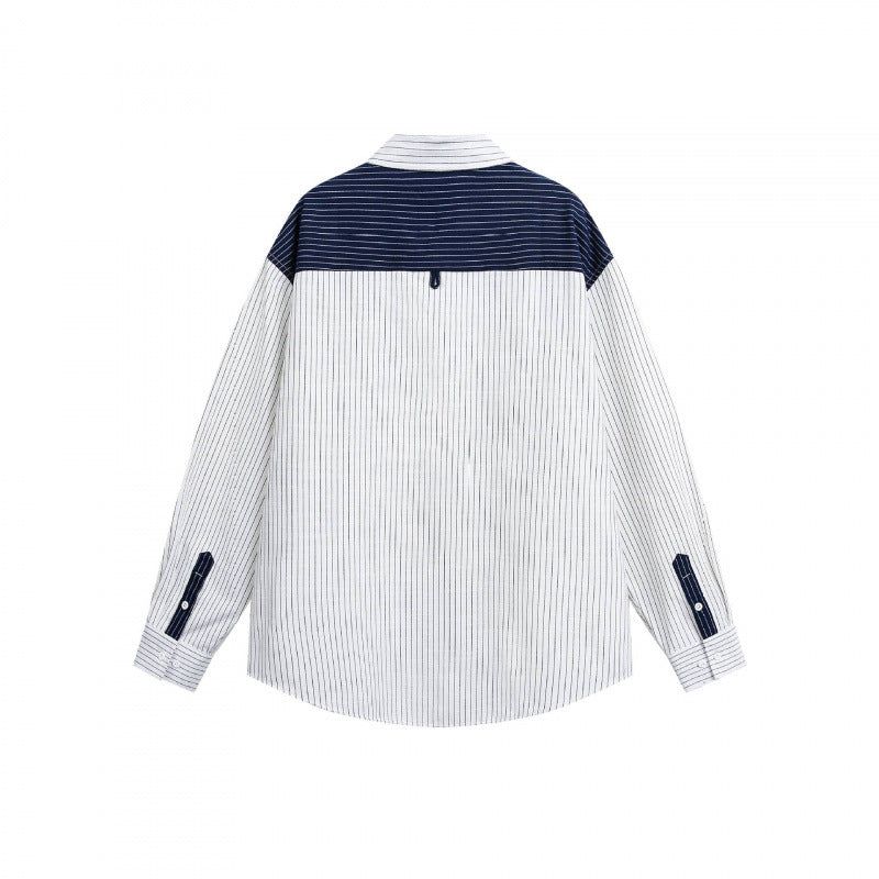 Unisex Oversize-Langarmhemd mit feinen Nadelstreifen und kontrastierter Schulterpaspel Echo Archiv