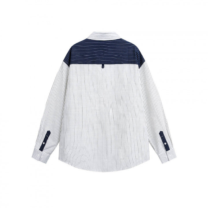 Unisex Oversize-Langarmhemd mit feinen Nadelstreifen und kontrastierter Schulterpaspel Echo Archiv