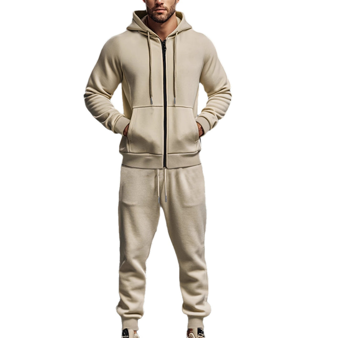 Herren nan Kapuzensweat-Set mit durchgehendem Reißverschluss, Kängurutasche und konischer Jogginghose mit Reißverschlusstaschen Echo Archiv