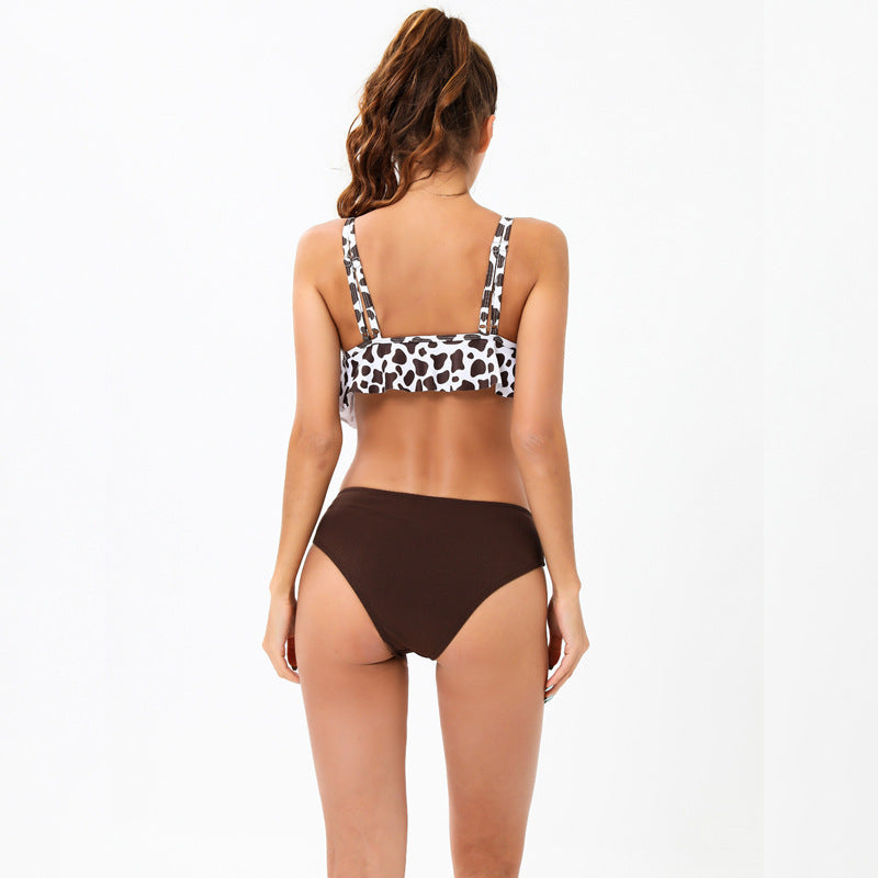 Damen Bikini-Set mit modischem Volant-Oberteil und hoher Taille Echo Archiv