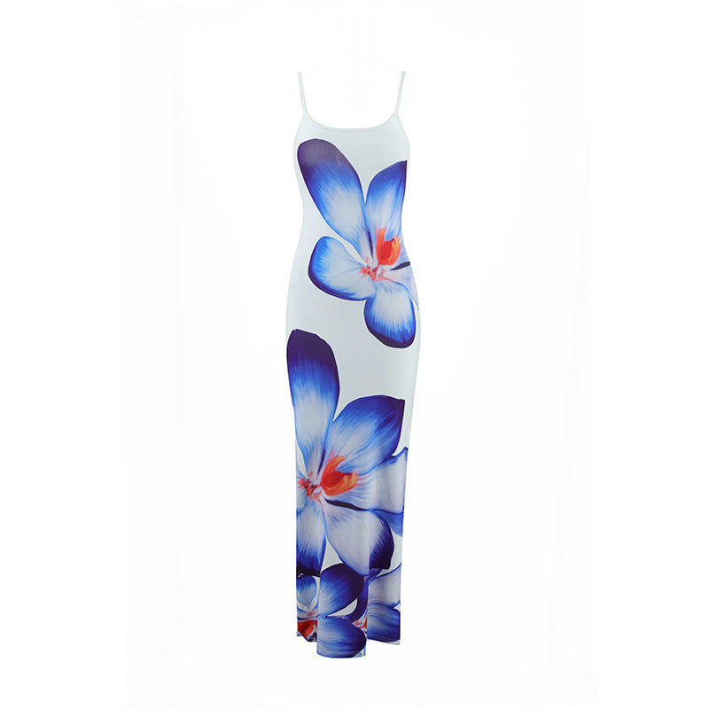 Damen Maxikleid mit traumhaftem Blumendruck und zarten Spaghettiträgern Echo Archiv