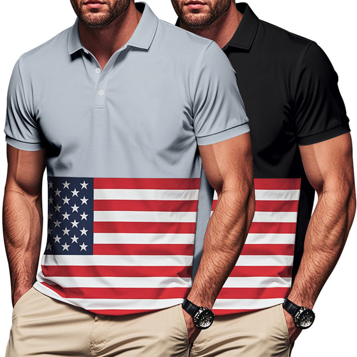 Herren Polo-Shirt mit Flaggenmotiv und klassischem Kragen Echoarchiv