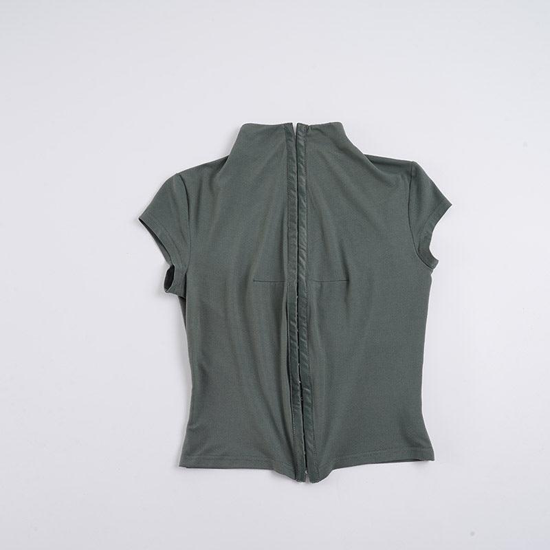 Damen sportliches Kurzarm-T-Shirt mit hoher Kragenführung Echo Archiv
