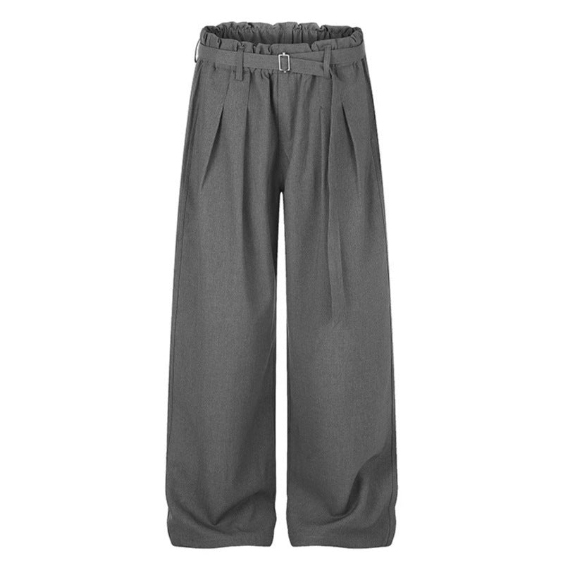 Damen Weite High‑Waist Palazzo‑Hose mit Paperbag‑Bund, Bundfalten und Bindegürtel Echoarchiv