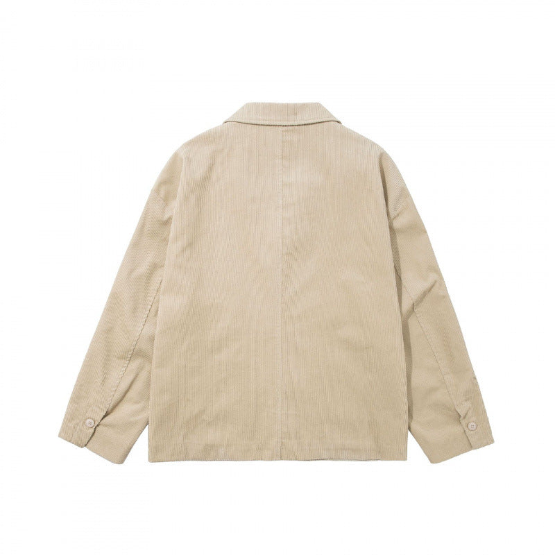 Herren Kastenförmiger Cord-Blouson mit Reverskragen, aufgesetzten Taschen und lockerer Silhouette Echo Archiv