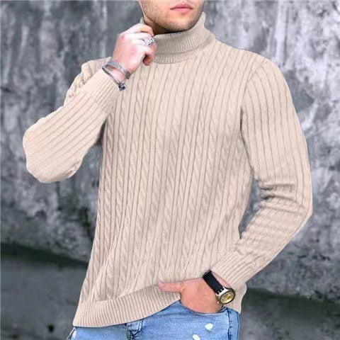 Herren Strickpullover mit modernem Rippmuster und hohem Kragen Echoarchiv