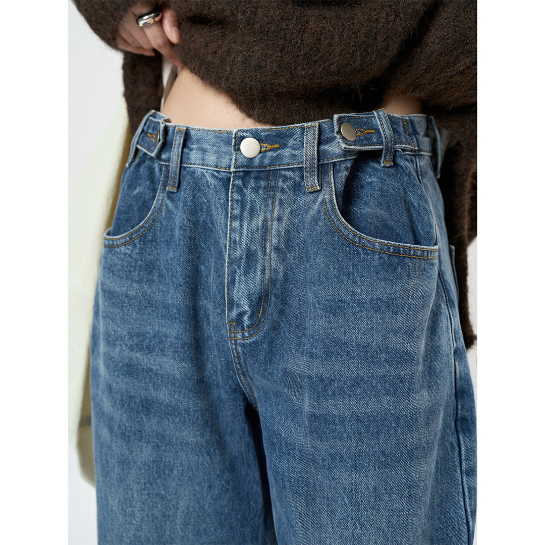 Damen Relaxte Vintage-Denim Baggy-Jeans mit hohem Bund und extra weitem Bein Echoarchiv