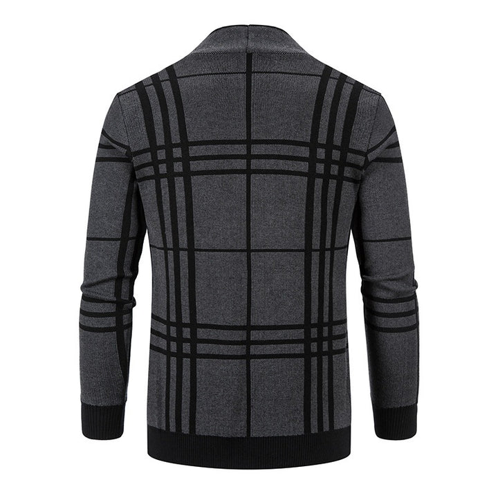 Herren Strickjacke mit modernem Karomuster und praktischem Reißverschluss Echoarchiv