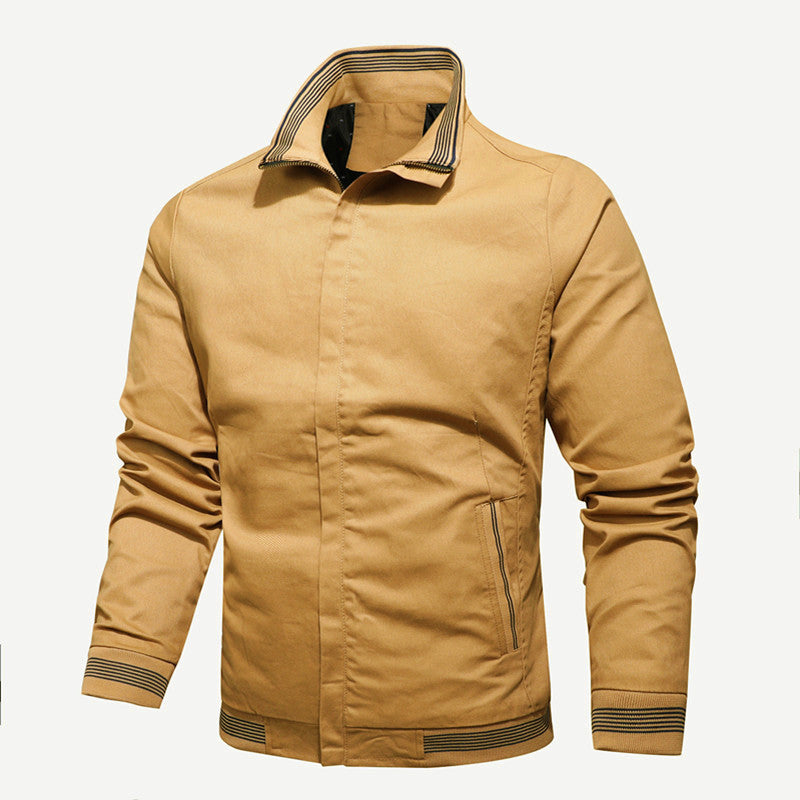 Herren nan sportlich-urbane Harrington-Jacke mit gestreiftem Stehkragen und verdeckter Druckknopfleiste Echo Archiv