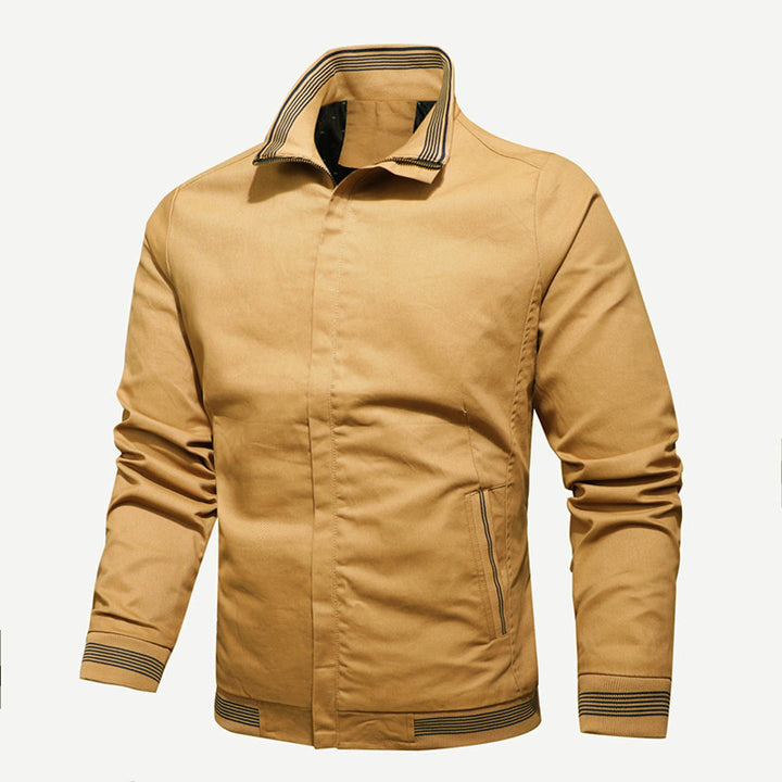 Herren nan sportlich-urbane Harrington-Jacke mit gestreiftem Stehkragen und verdeckter Druckknopfleiste Echo Archiv