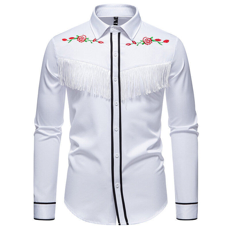 Herren elegante Westernbluse mit Fransen und bestickten Motiven Echoarchiv