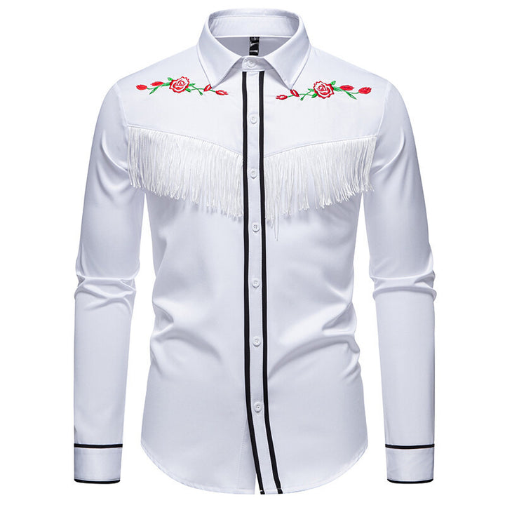 Herren elegante Westernbluse mit Fransen und bestickten Motiven Echoarchiv