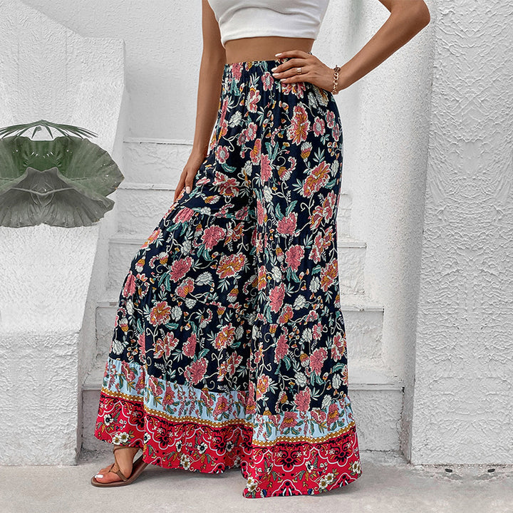 Damen Maxirock mit Stufen, elastischem Bund und floralem Boho-Print Echoarchiv