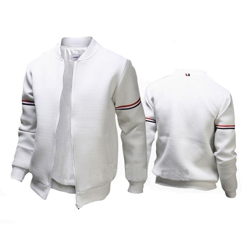 Herren sportliche Zip-Jacke mit strukturierter Oberfläche und Kontraststreifen Echoarchiv