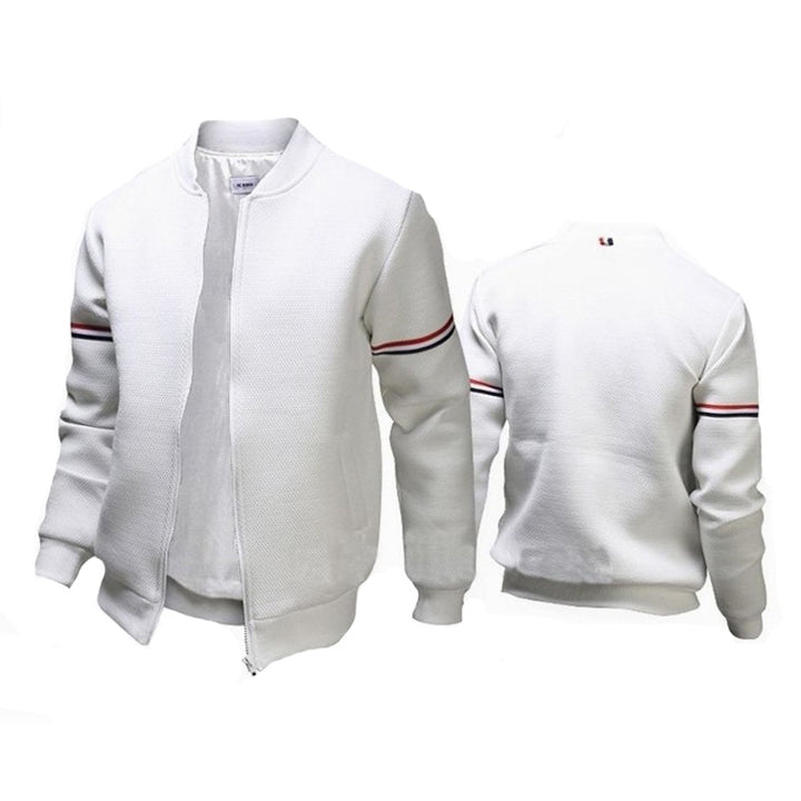 Herren sportliche Zip-Jacke mit strukturierter Oberfläche und Kontraststreifen Echoarchiv