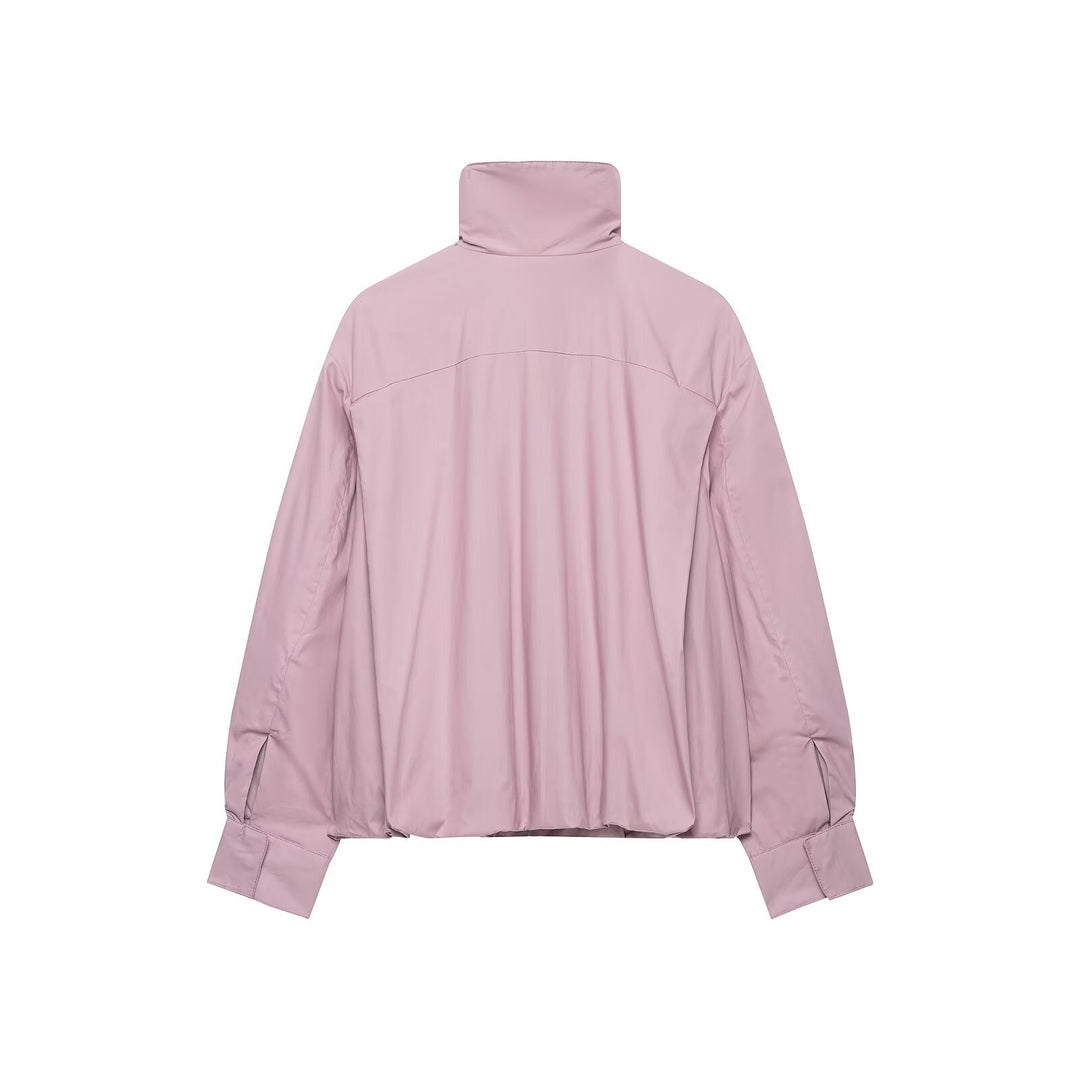 Damen Leichter Cropped Windblouson mit hohem Stehkragen und weitem Raglanärmel Echo Archiv