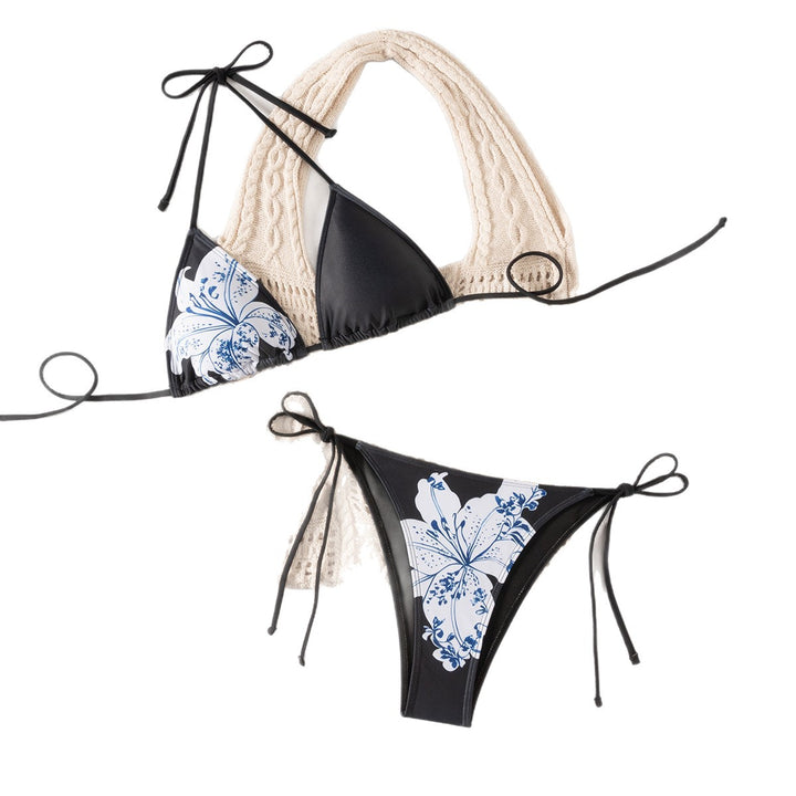 Damen Triangel-Bikini mit verstellbaren Trägern und floralem Muster Echo Archiv
