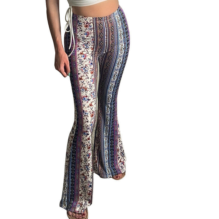 Damen nan ausgestellte Floral-Print Schlaghose mit hoher Taille Echo Archiv