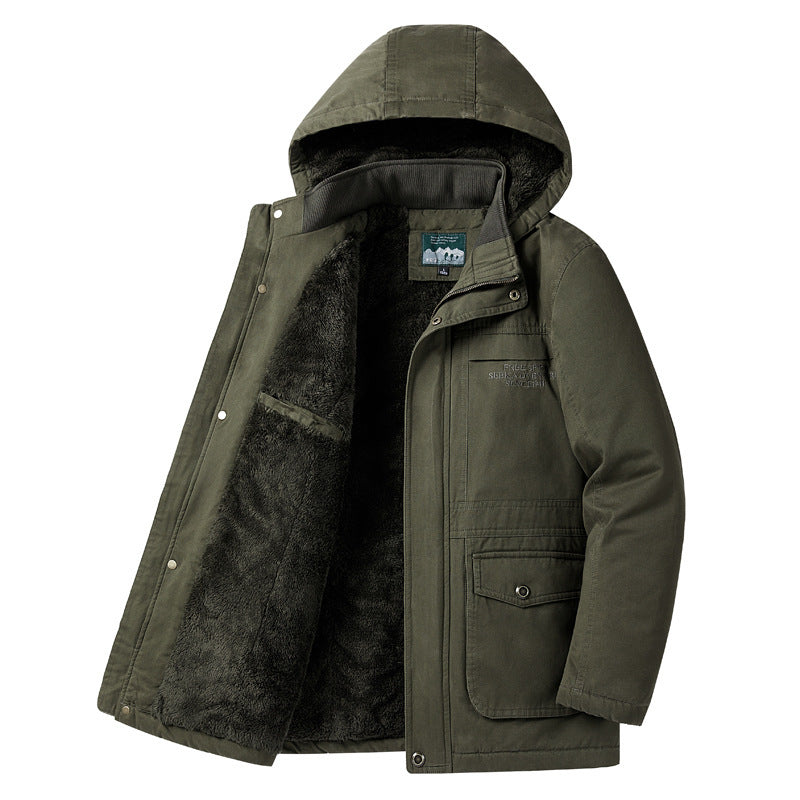 Herren Parka mit Teddyfutter, Kapuze und robuster Canvas-Außenschicht Echo Archiv