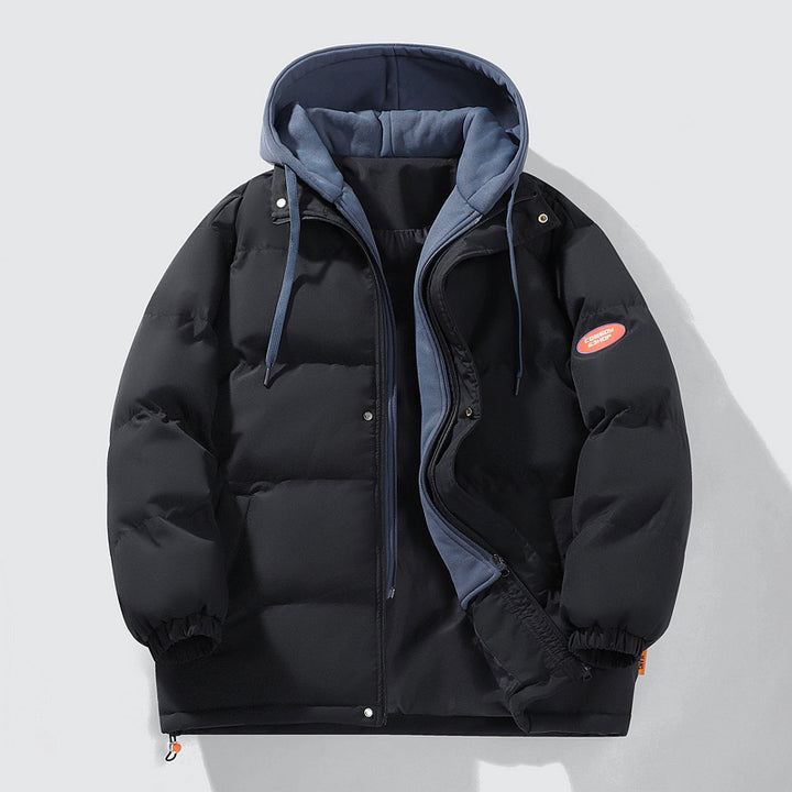 Herren oversized Steppjacke mit zwei Lagen und integrierter kontrastfarbener Kapuzeninnjacke sowie thermischer Isolierung – Marzano