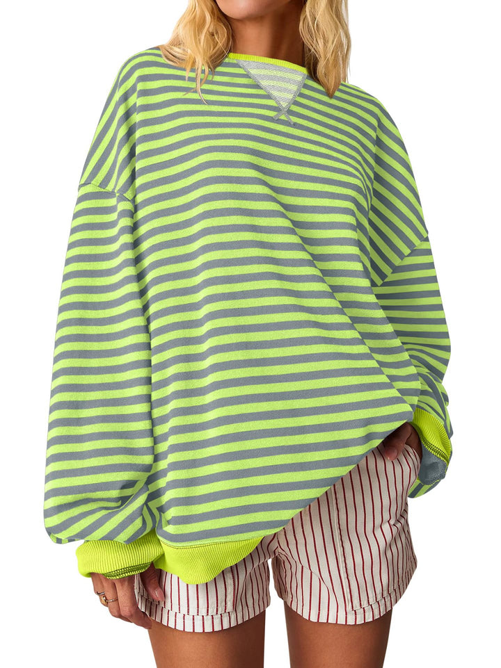 Damen Oversized gestreifter Sweatshirt