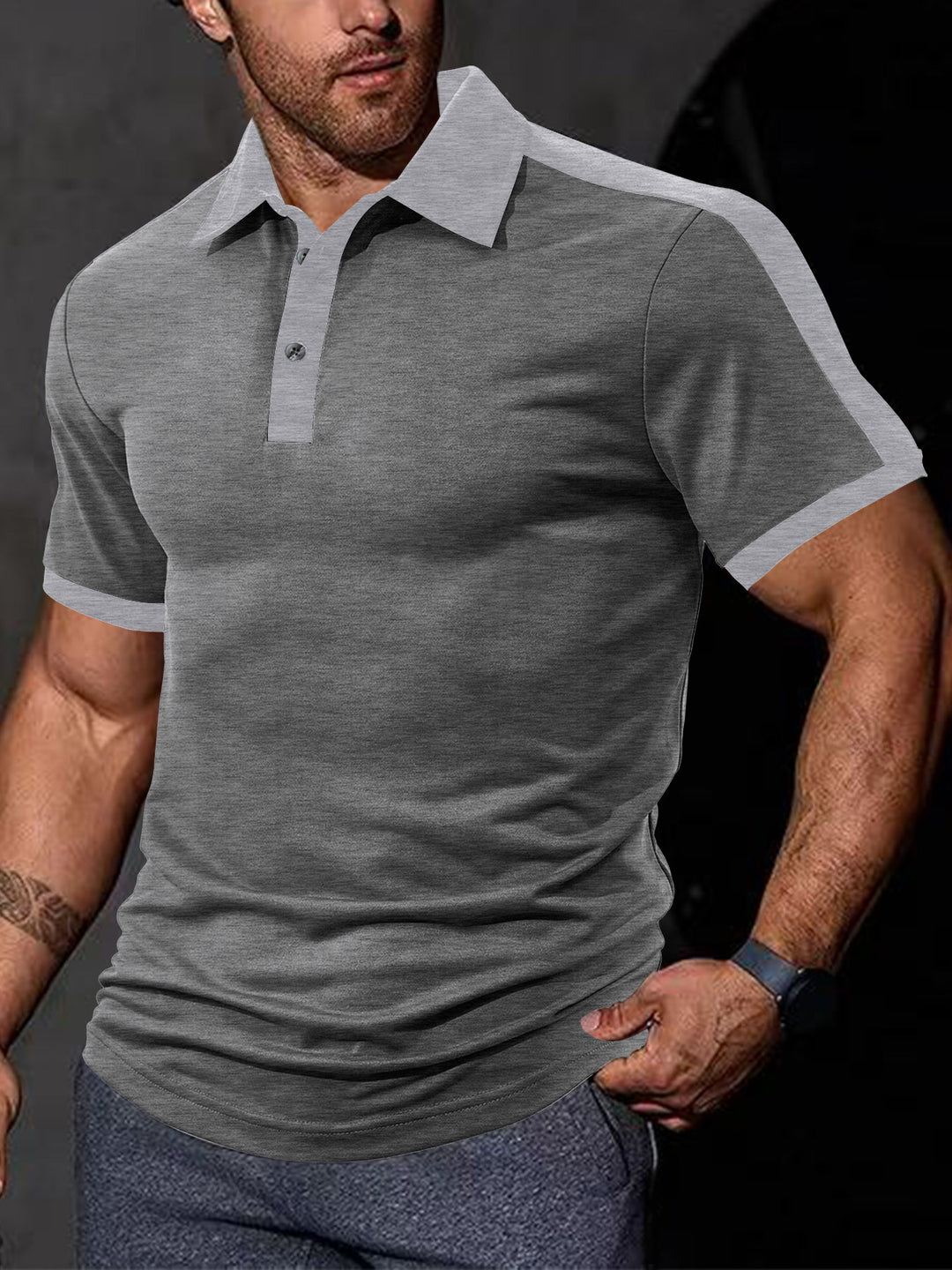Herren sportliches Poloshirt mit modernem Schnitt und strukturiertem Gewebe Echoarchiv