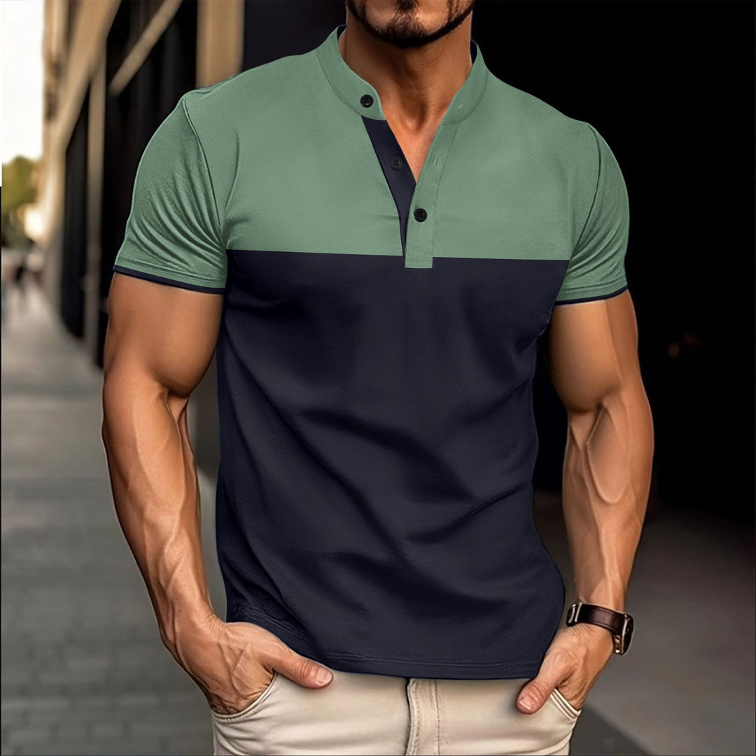 Herren Kurzarm Poloshirt mit Stehkragen und modernen Akzenten Echoarchiv