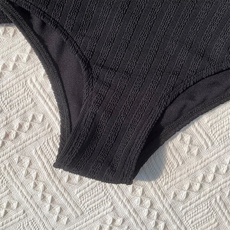 Damen Crop-Top Bikini-Set mit hohem Bund und feinem Rippdesign Echo Archiv