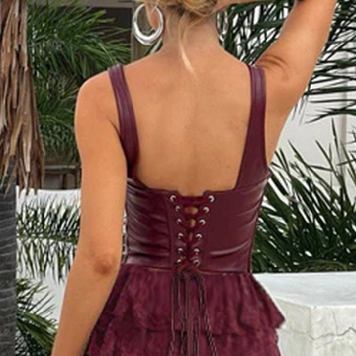 Damen Elegantes Spitzenkleid mit Volantröcken Echo Archiv